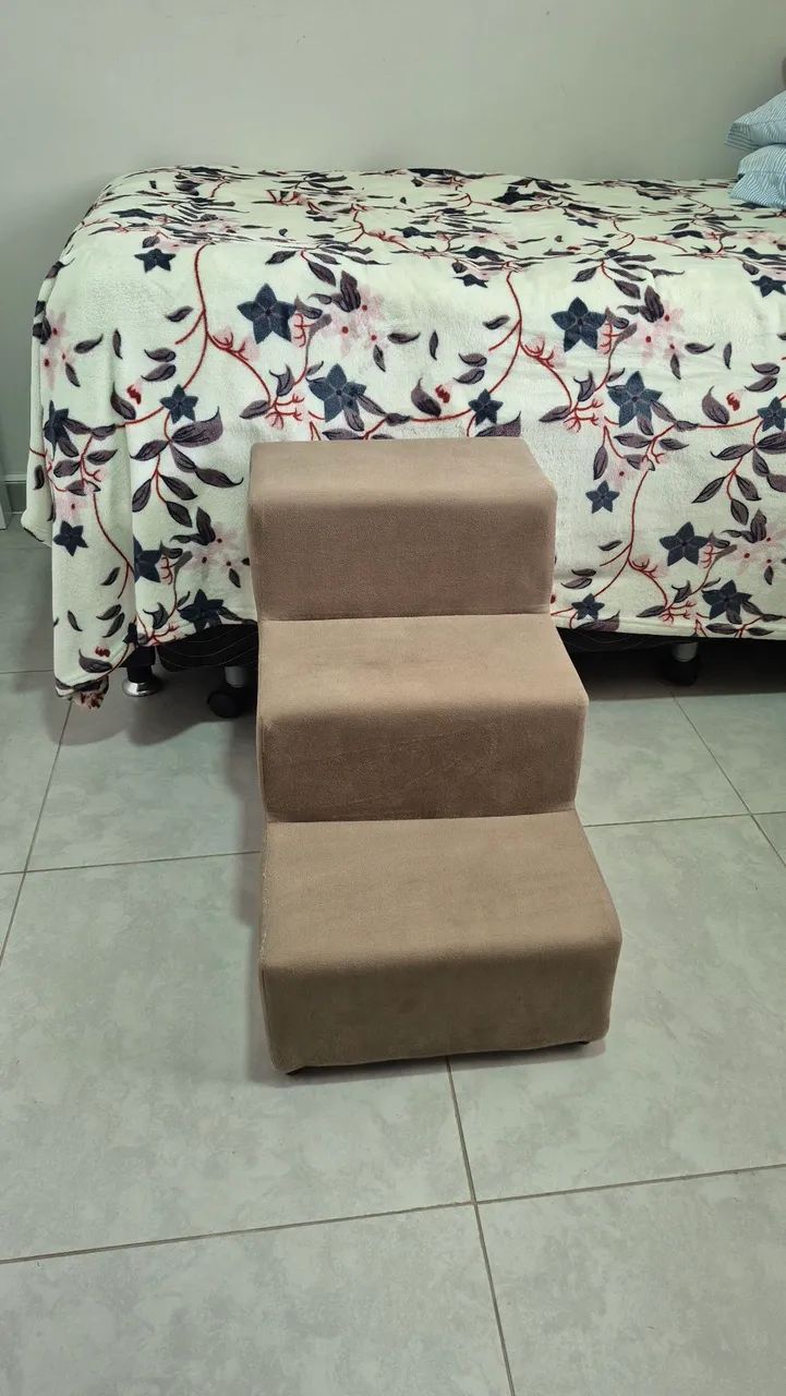 Escadinha Pet 3 Degraus em Suede - Ideal para Cães Pequenos