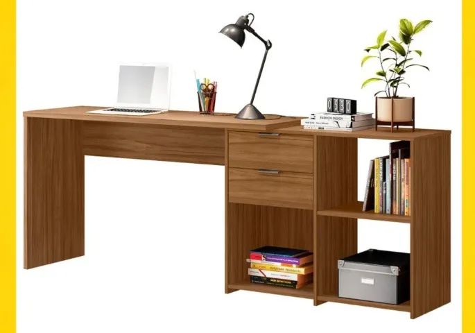 Mesa de Escritório em L e Reta