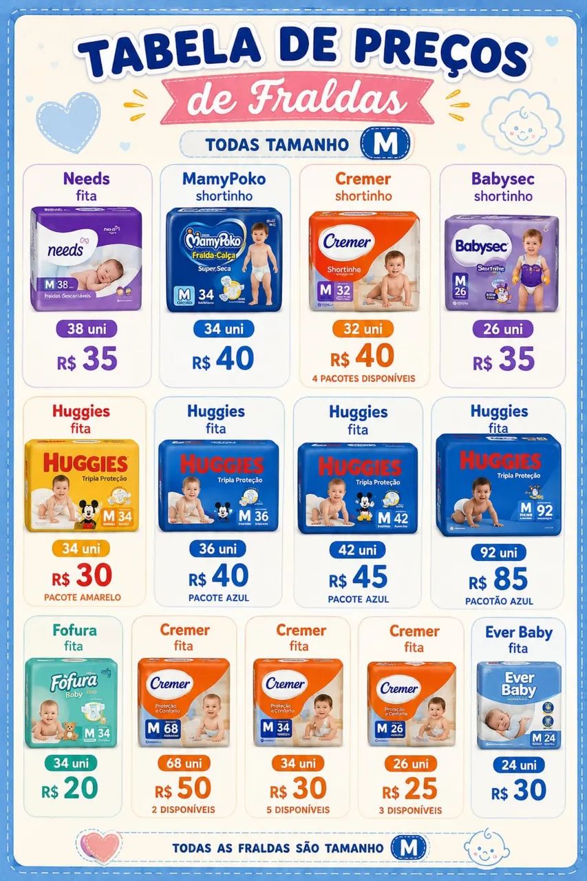Fraldas M Várias marcas 