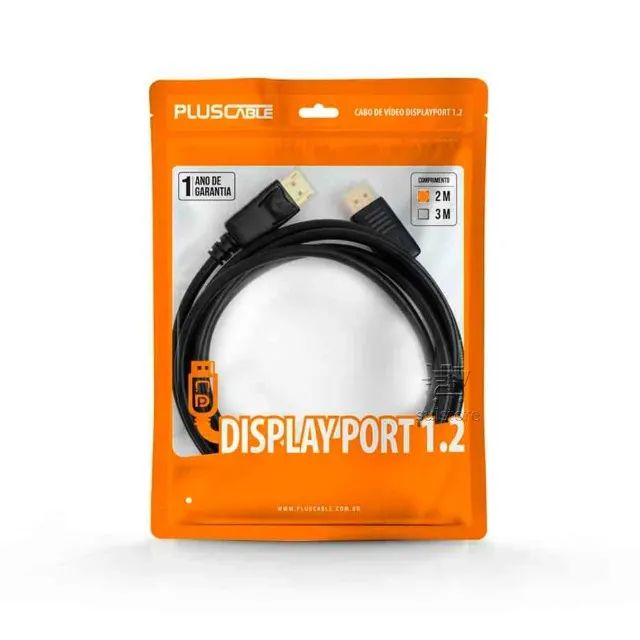 Cabo de Vídeo Displayport 1.2 PlusCable, 2m, Preto - DP1220 