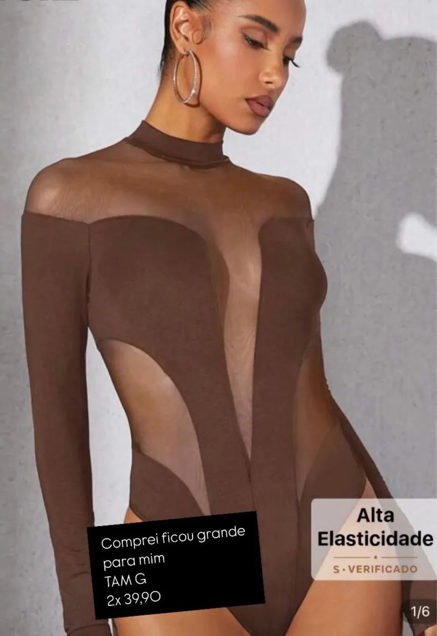 Body marrom com tule ( novo) 