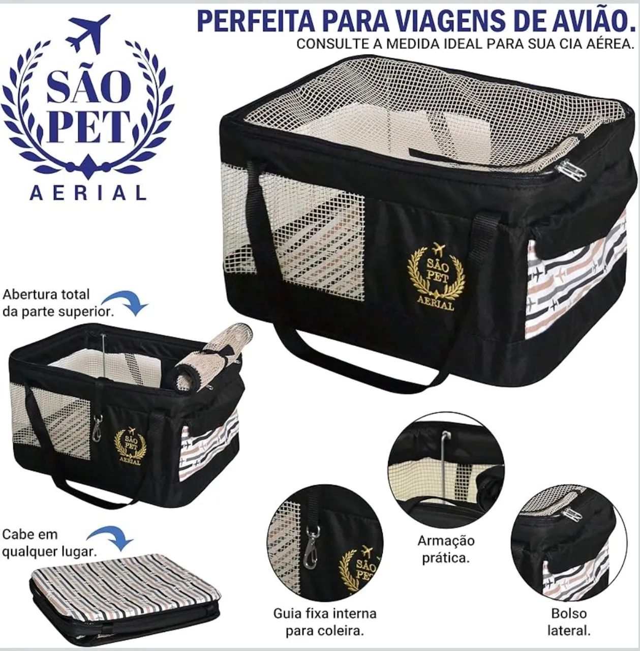 Bolsa Transporte De Cães E Gatos - Avião (43 x 31,5 x 20 cm) - Foto 2