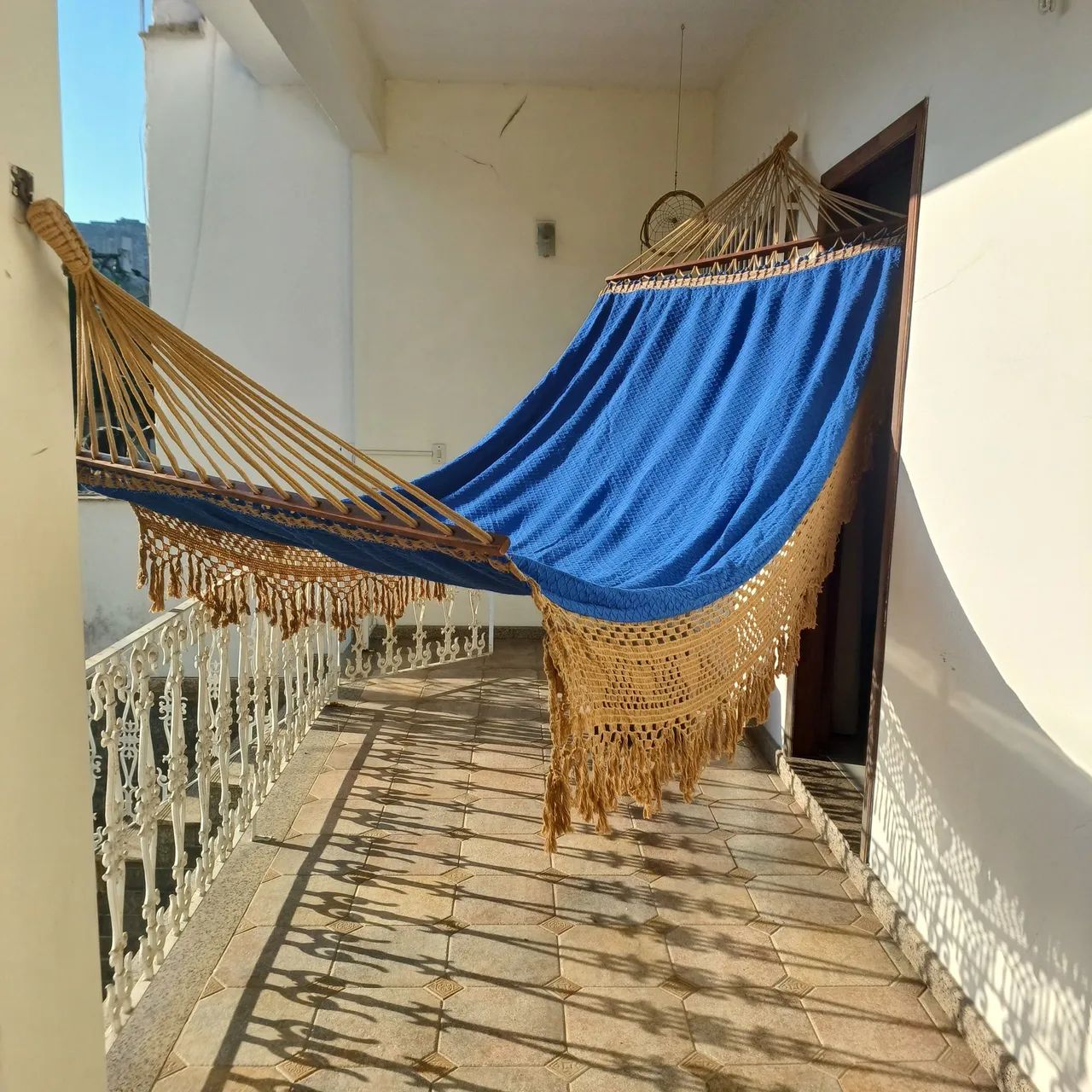 Rede de Descanso Casal Azul com Varanda Macramê - Foto 4