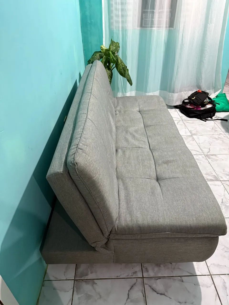 Sofá cama linho cinza perfeito estado - Foto 5