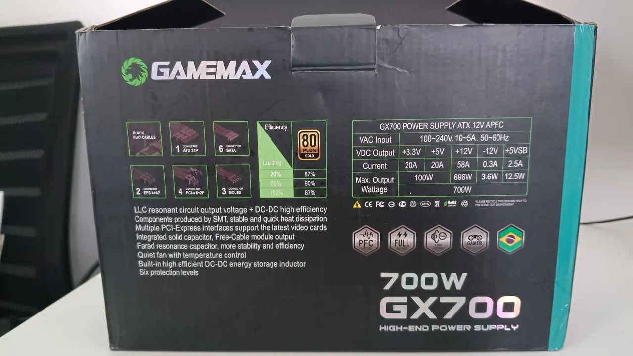 Fonte ATX para PC Gamemax GX700 80 Plus GOLD - Foto 2