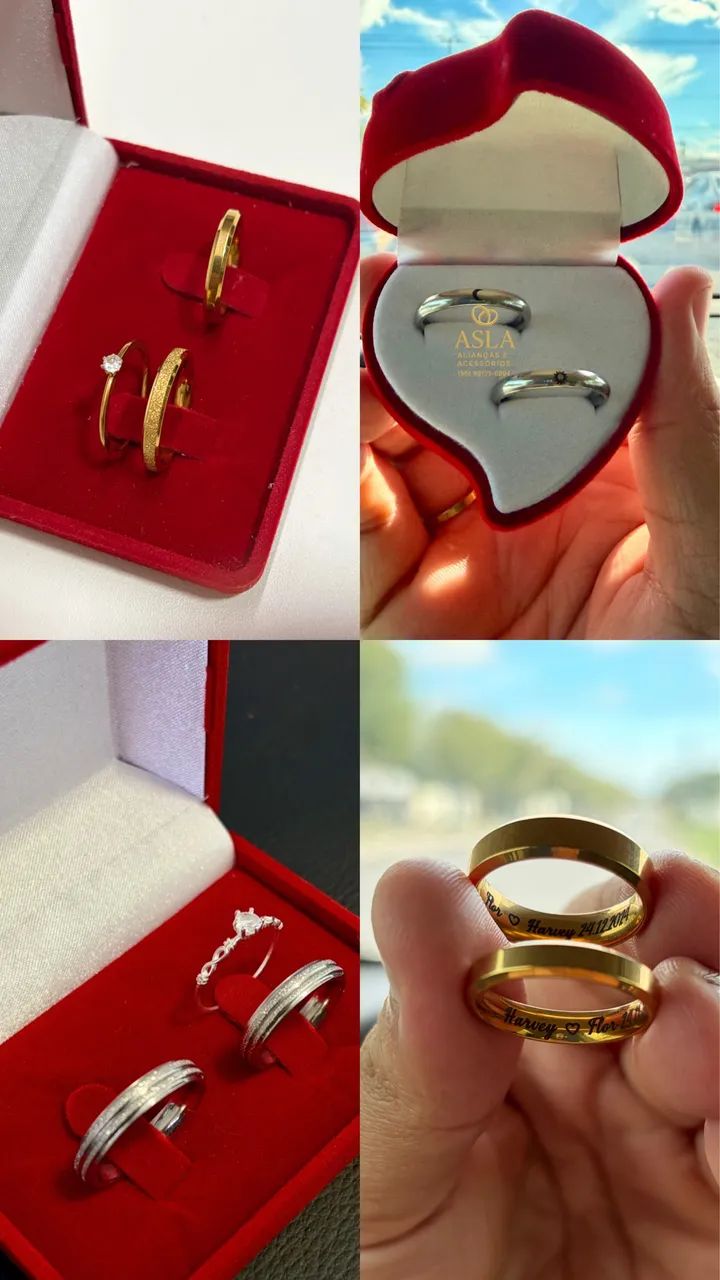 Alianças banhada a ouro namoro e casamento par R$80 - Foto 2