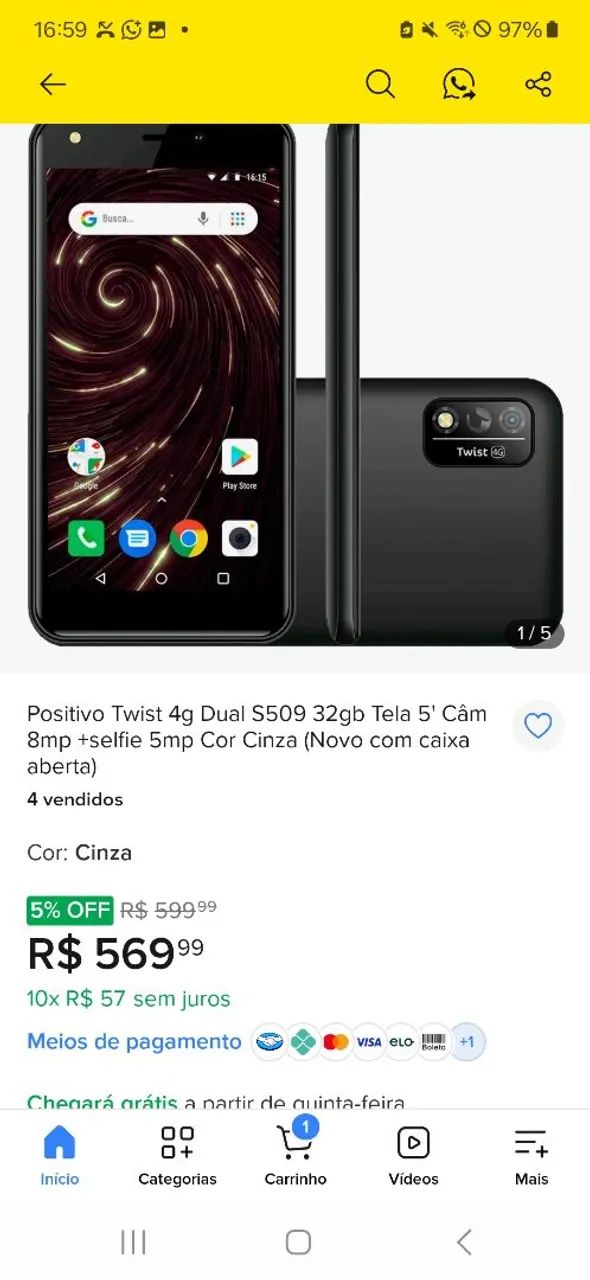 Celular Smartphone Twist 4 Fit Novo  - Foto 2