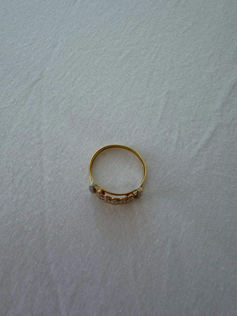 Anel Ouro 18 k com detalhe em 3 banhos - Foto 3