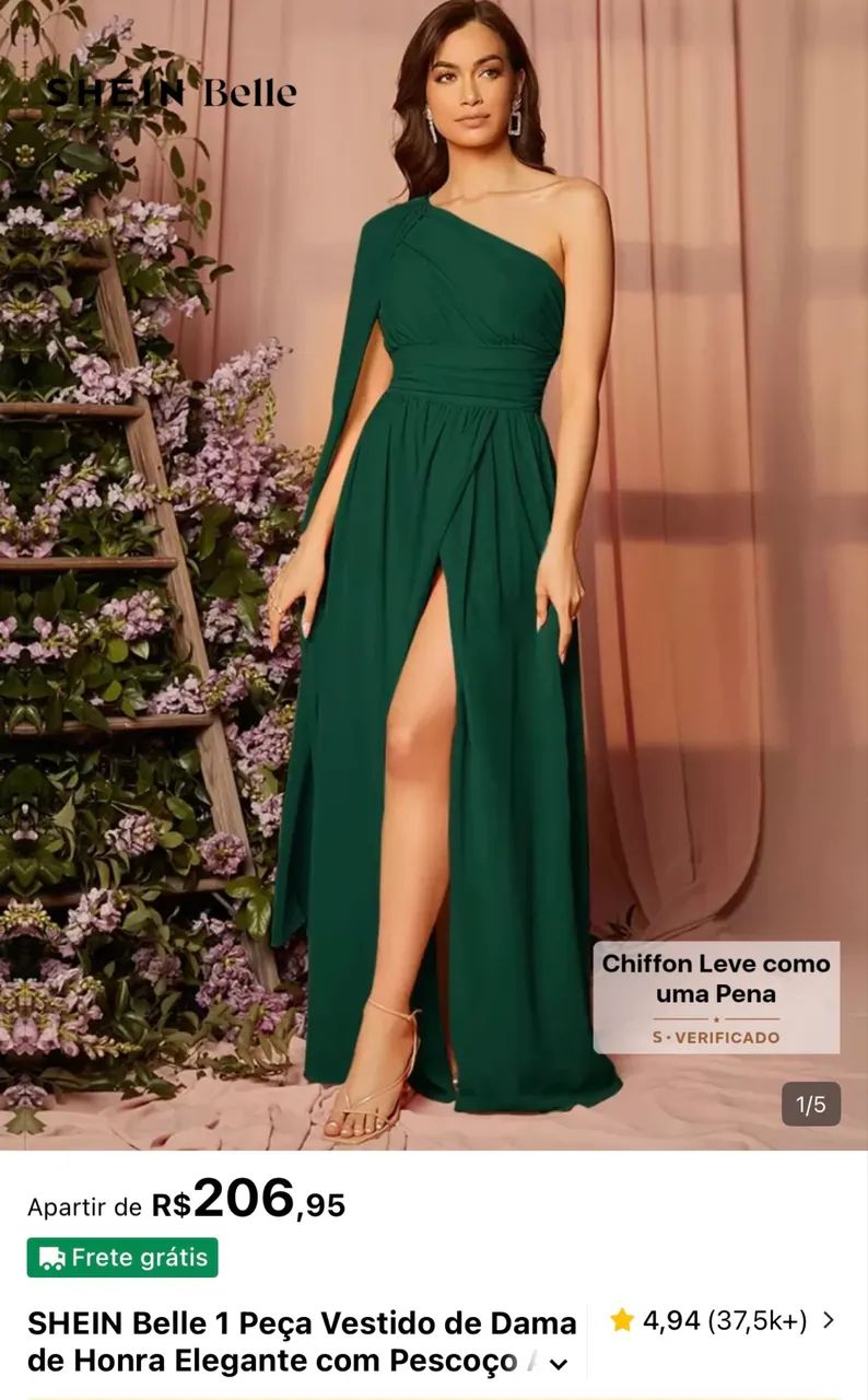 Vestido de festa verde esmeralda 