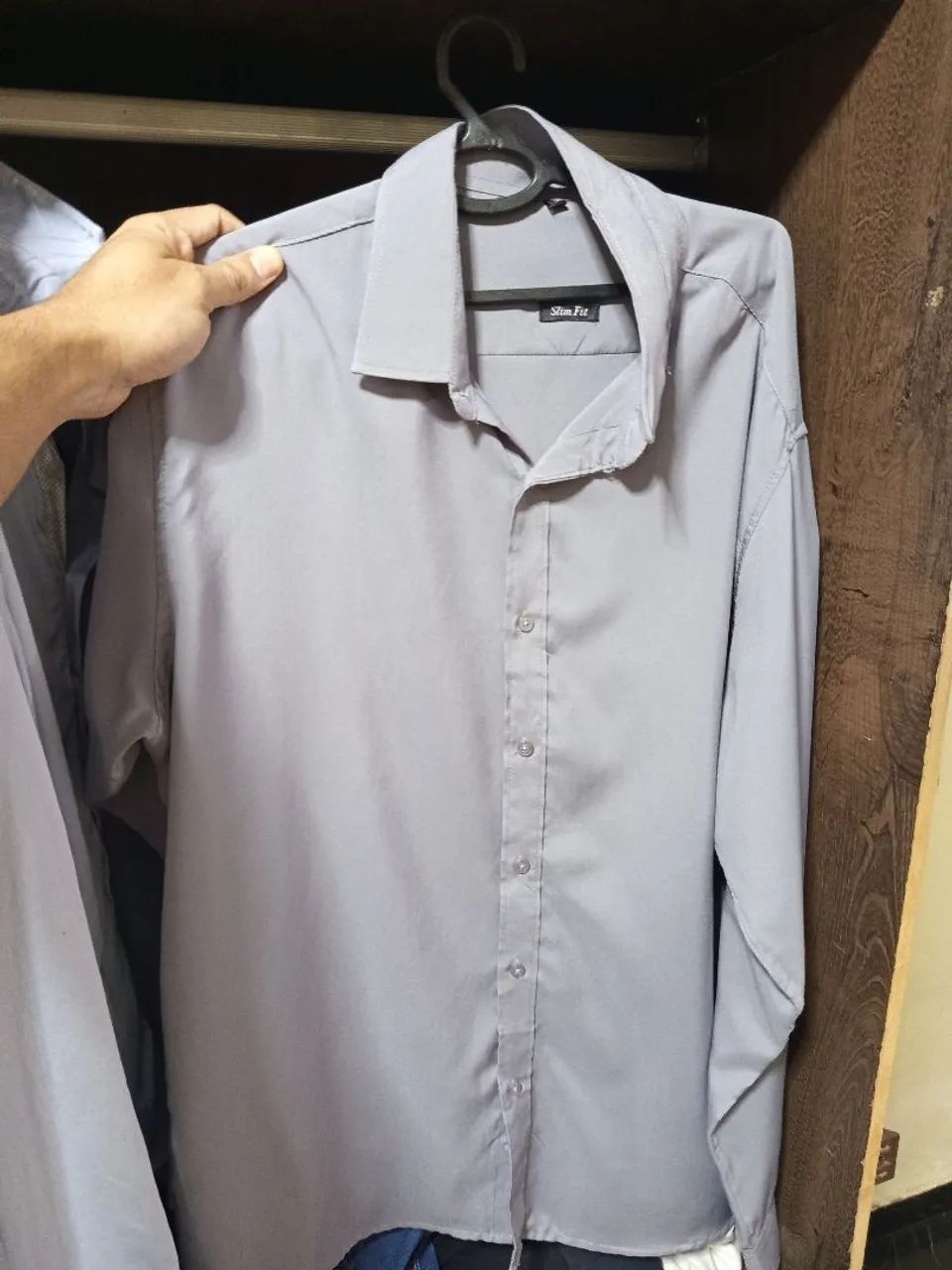 Camisa social cinza nova 
