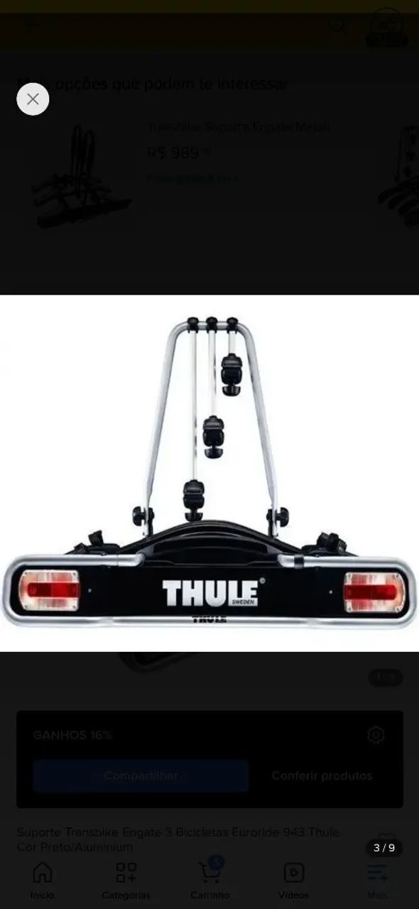Suporte Transkike de engate THULE para 3 bikes - Foto 2