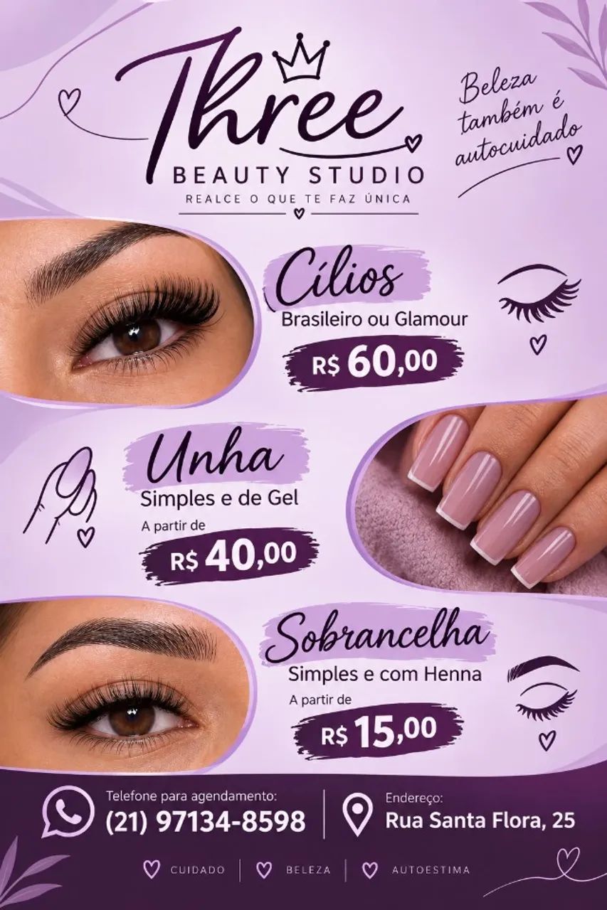 Designer de sobrancelhas, cílios e nail designer 