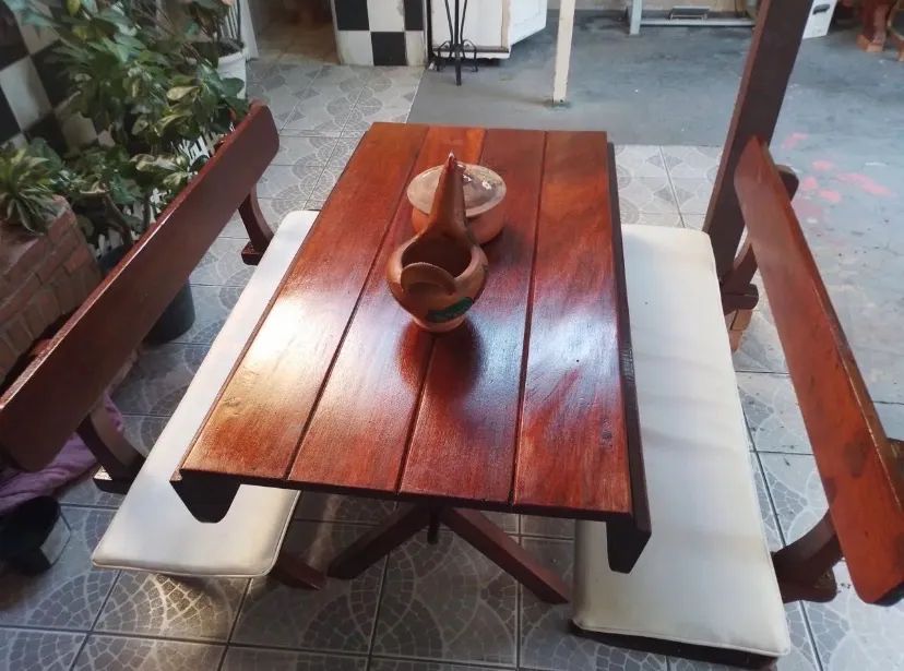 Mesa e bancos para área externa churrasqueira - Foto 2