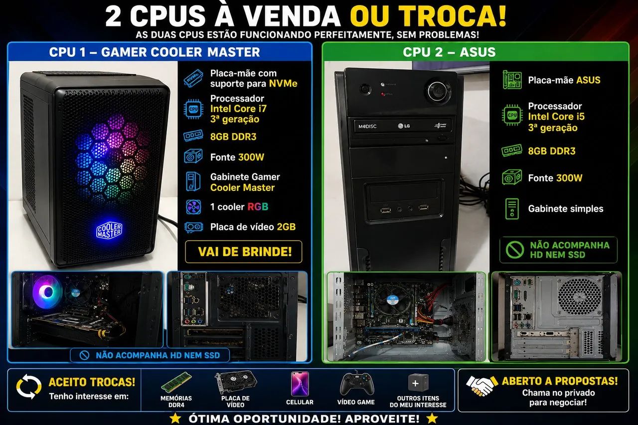 Gabinetes i7 e i5 aceito troca 