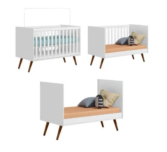 BERÇO MATIC RETRÔ CINZA 3 EM 1 - NOVO, NUNCA FOI USADO - VAI COM COLCHÃO + KIT BERÇO  - Foto 5