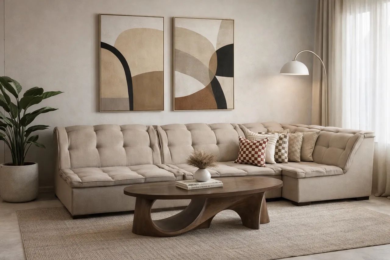Conjunto sofá em linho sofisticado 3,42m excelente estado