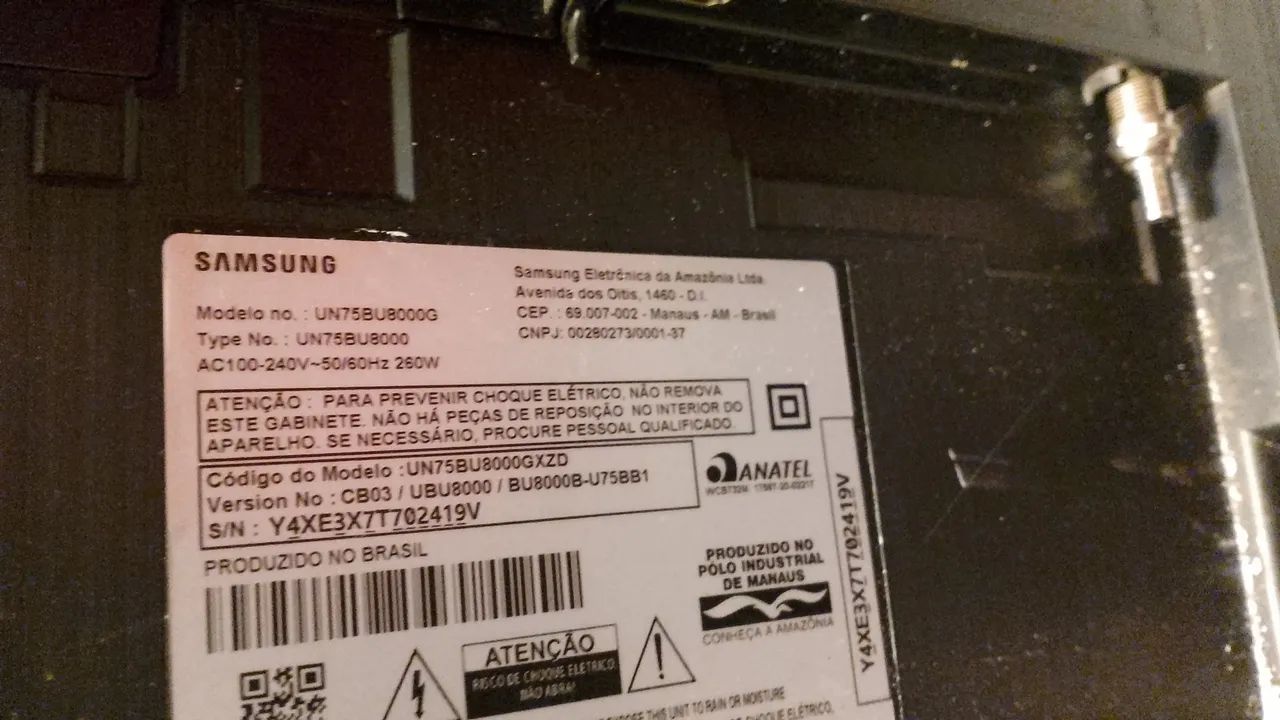 TV SAMSUNG 75 P QUEBRADA 