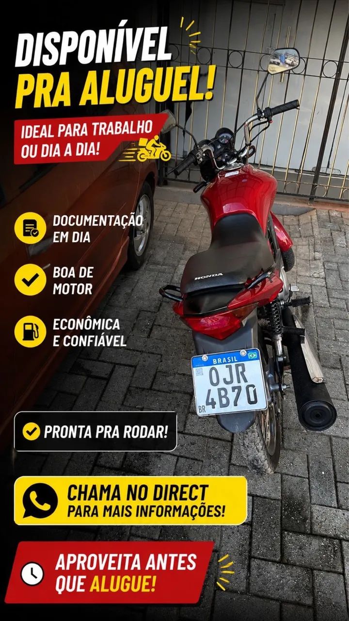 Aluguel de moto sem burocracia 