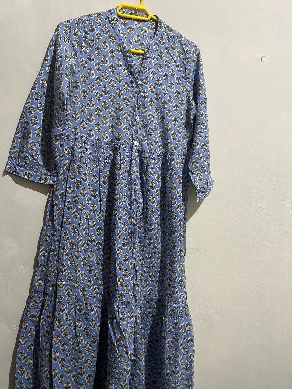 Vestido azul estampado de manga  - Foto 4