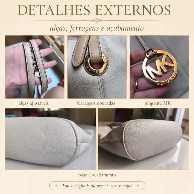 Bolsa Michael Kors Jet Set Travel Pocket Tote Original em Couro Pebbled - Foto 3