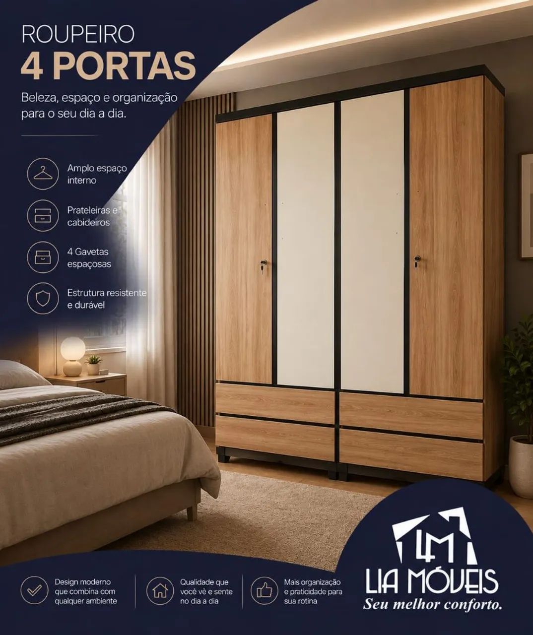Roupeiro de 4 portas 