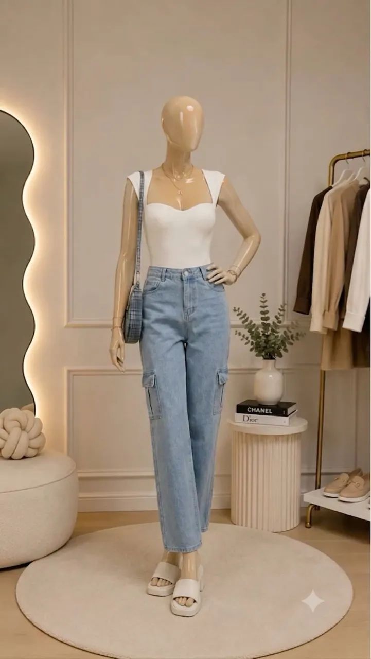 calça wide cargo - Foto 2