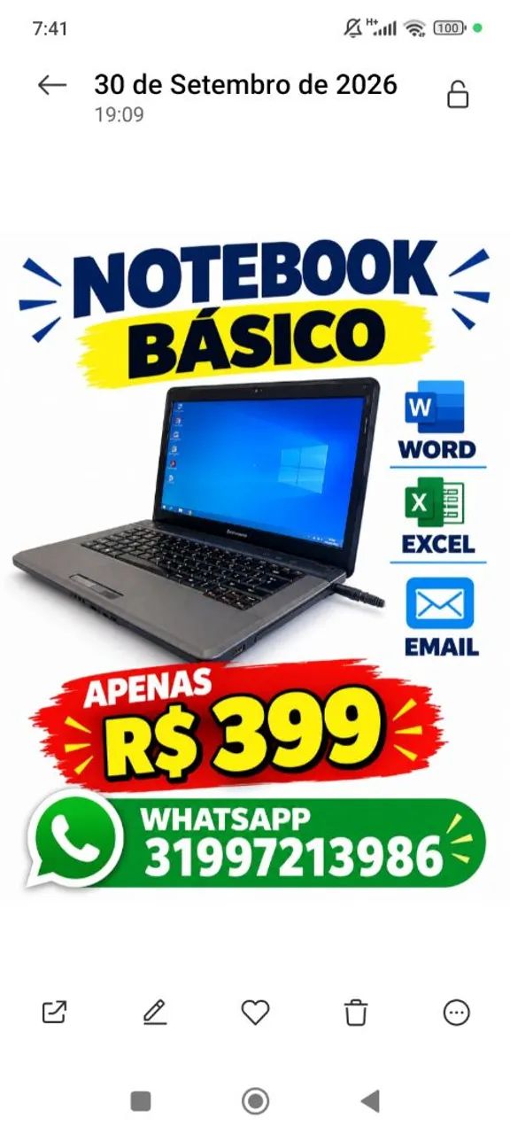 NOTEBOOK BARATINHO R$399- 
