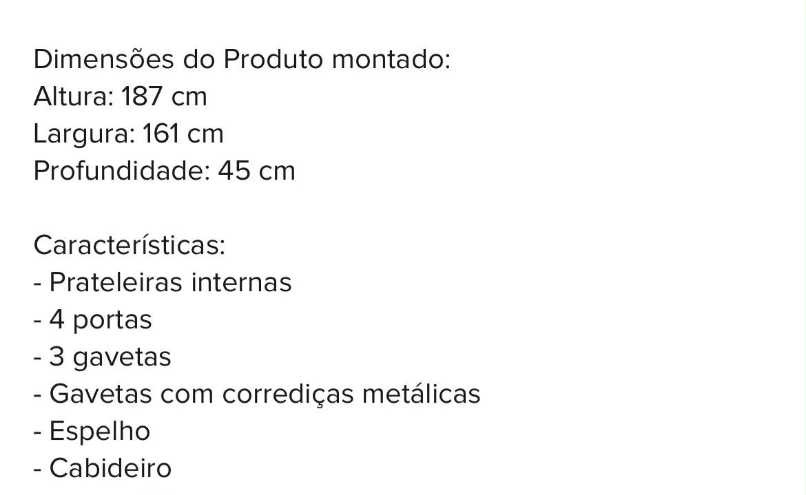 Guarda-roupa com Espelho 4 Portas 4 Gavetas - Foto 3