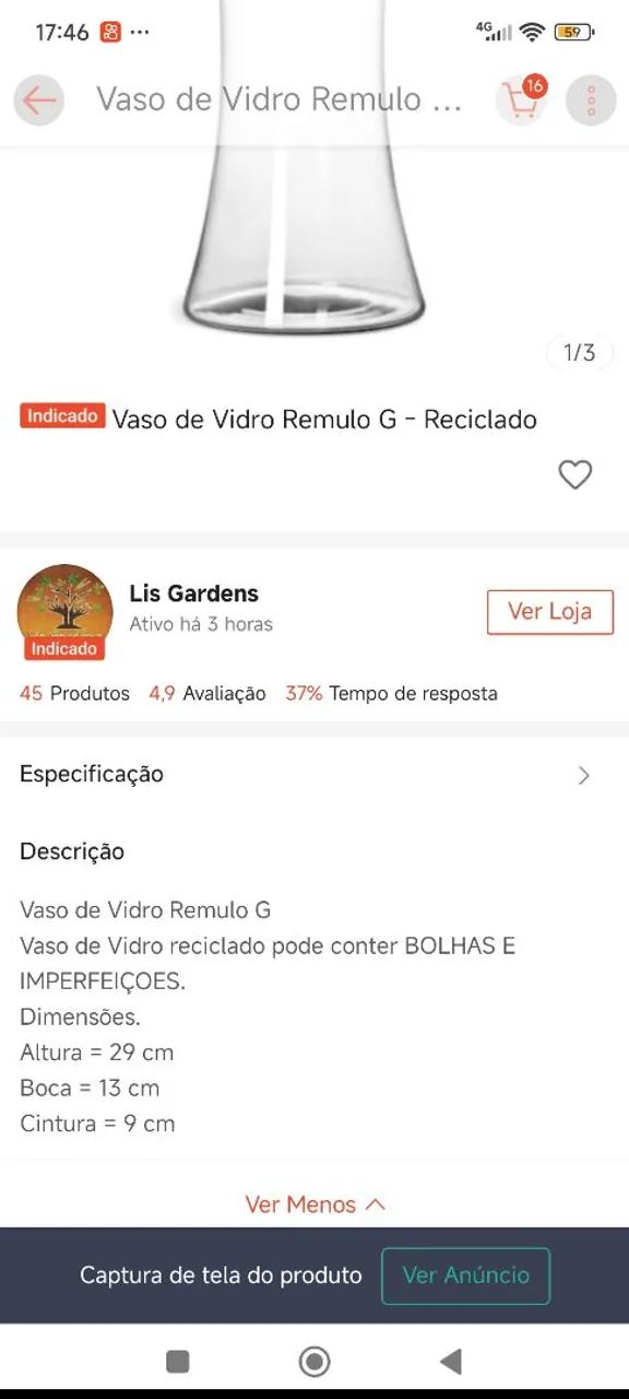 Vaso de vidro  - Foto 2