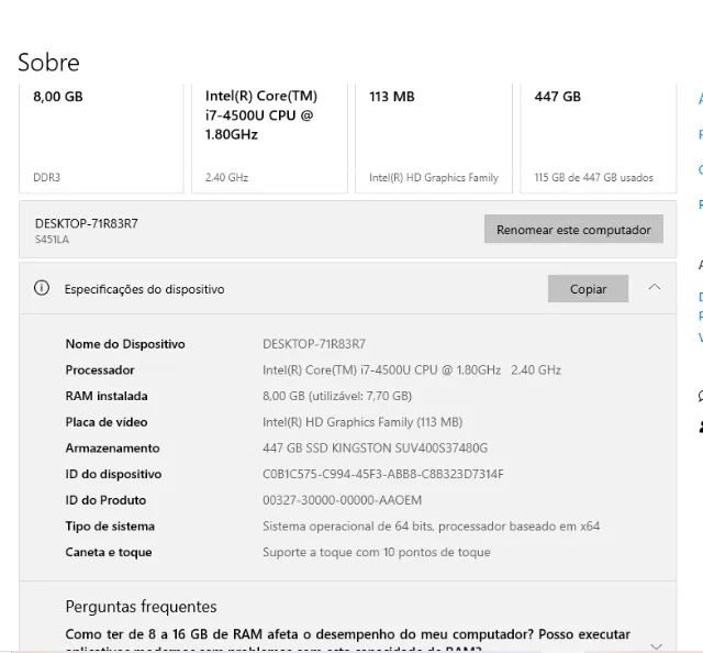 Notebook Asus S451L  VivoBook de 4ª geração com processador Intel Core i7 - Foto 2