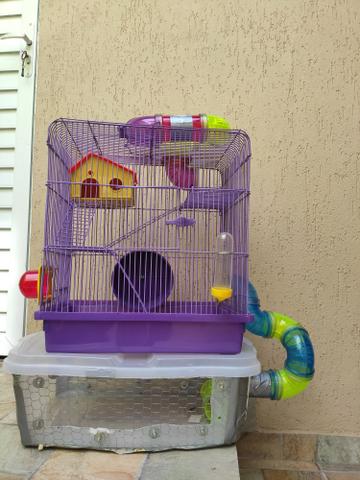 Gaiola hamster 3 andares + caixa box acoplada