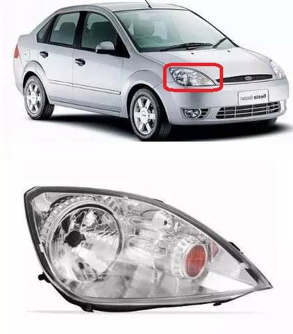 Farol Fiesta Hatch Sedan Cromado 2003 2004 2005 2006 Direito