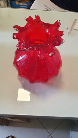 Vaso Trouxinha Em Cristal Murano Vermelho São Marcos - Foto 2
