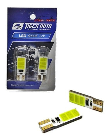 Par 2 T10 Pingo Lanterna Dianteira / Placa Led Cob 6000k 12v 