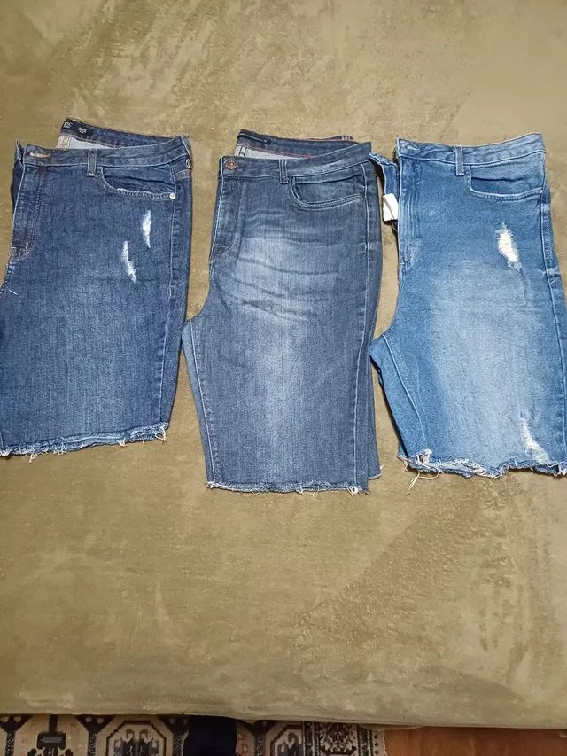 3 bermudas jeans 48 com stretch