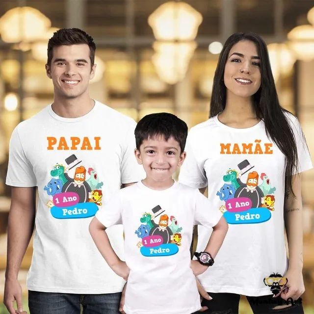 Camisa personalizada pais e filhos para aniversário infantil 