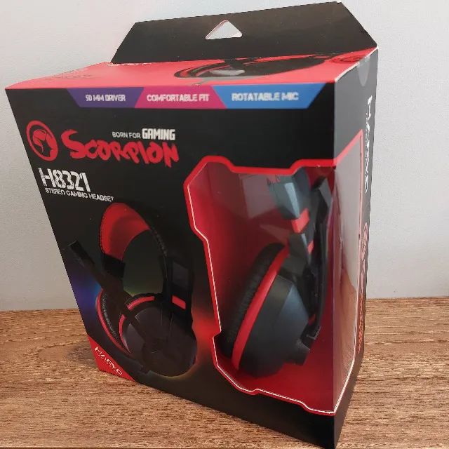 PRONTA ENTREGA | Fone Headset Gamer Marvo Scorpion P2 Preto c/ Vermelho - Foto 2
