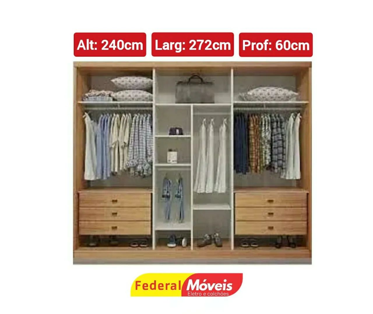 Guarda Roupa 3 Portas de Correr 100% MDF Novo Fazemos Entrega  - Foto 2