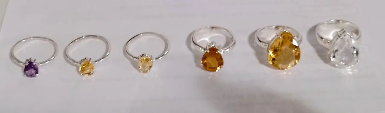 Anel de prata com CITRINO extra gota ou com banho de ouro - Foto 2