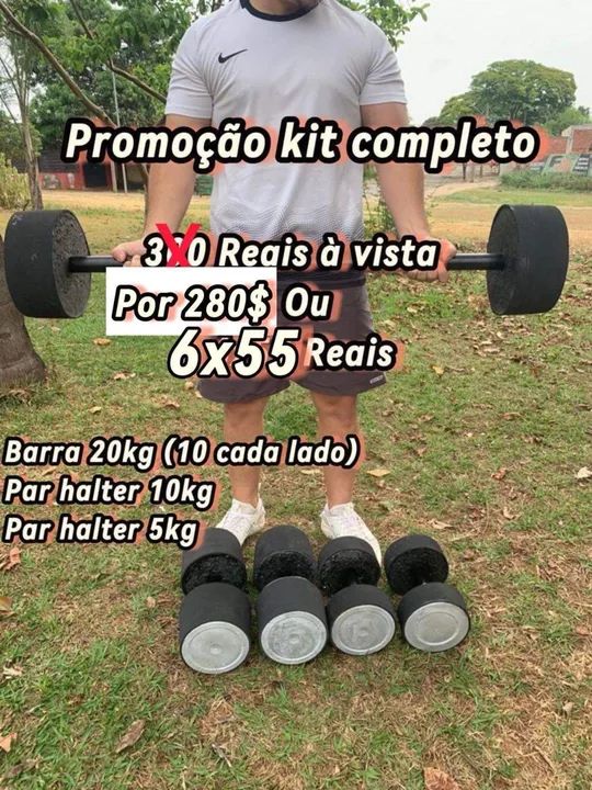 Treine na sua casa com pesos de concreto , halter e barra - Foto 4