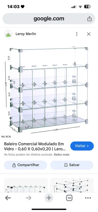 Baleiro Comercial Modulado em Vidro