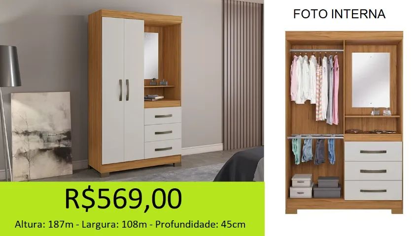 Guarda roupa de solteiro a pronta entrega  - Foto 2