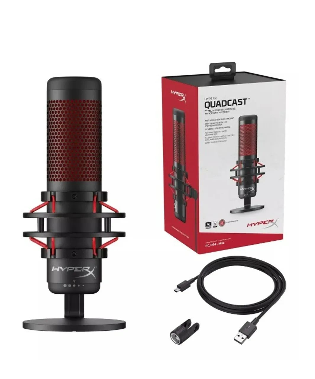 Microfone HyperX QuadCast USB Preto - Novo e Intocado!