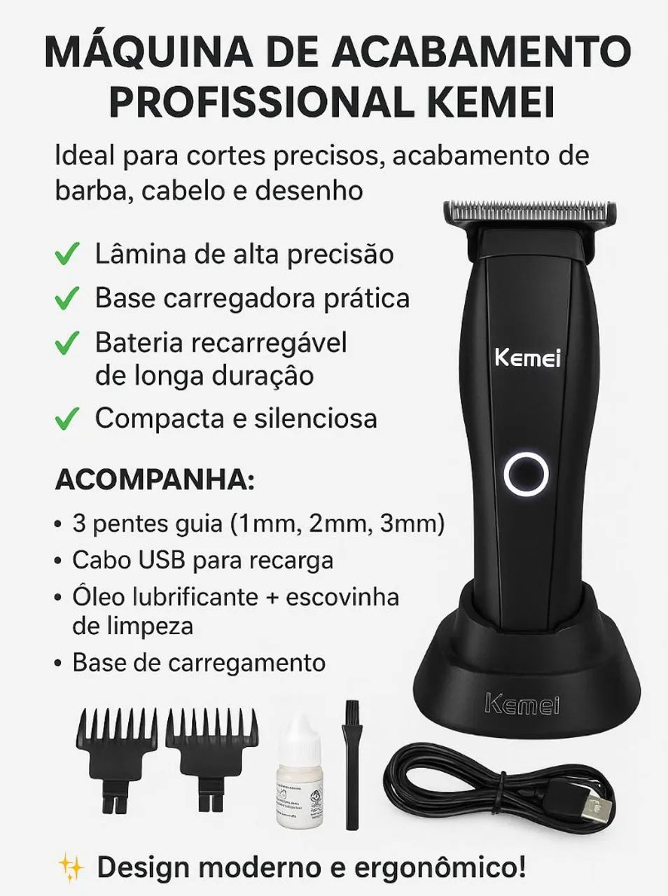 Máquina de Acabamento Profissional Kemei - Foto 5