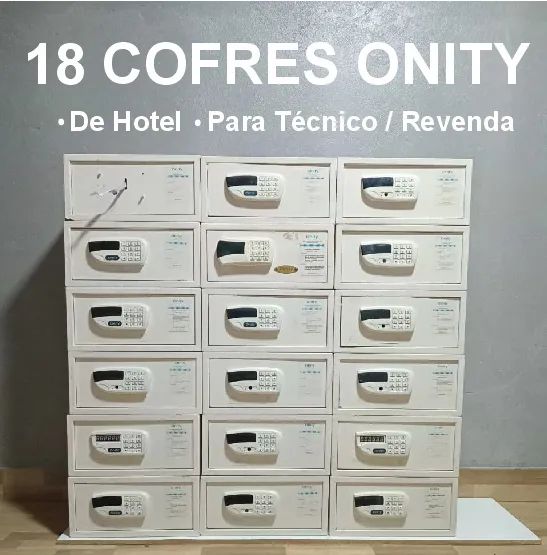 LOTE COM 18 COFRES ELETRÔNICOS ONITY - MODELO DE HOTEL