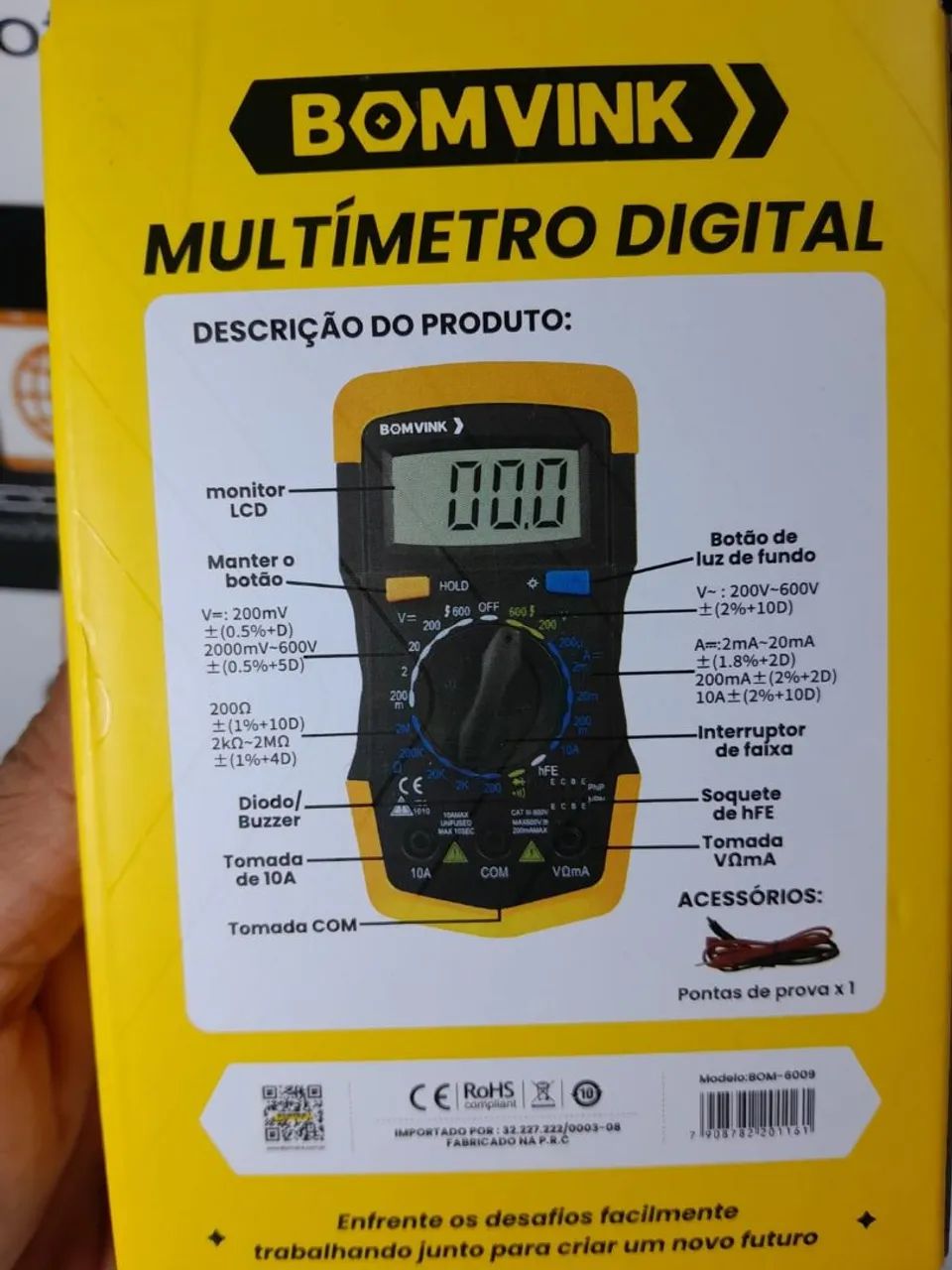 Multímetro Digital BOMVINK - Medição Precisa