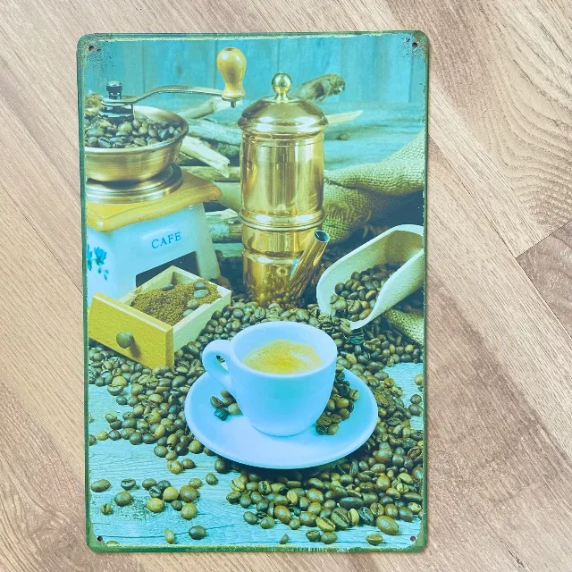 Quadro metálico tema café, vintage, lindo