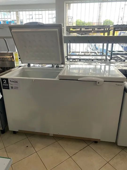 NZ. Freezer horizontal branco 503 litros 2 tampa sólida FRICON 