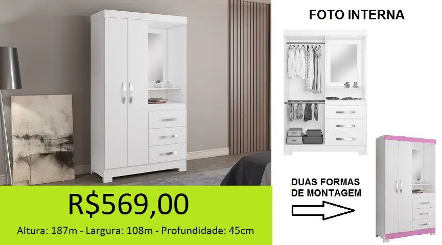 Guarda roupa de solteiro a pronta entrega  - Foto 3