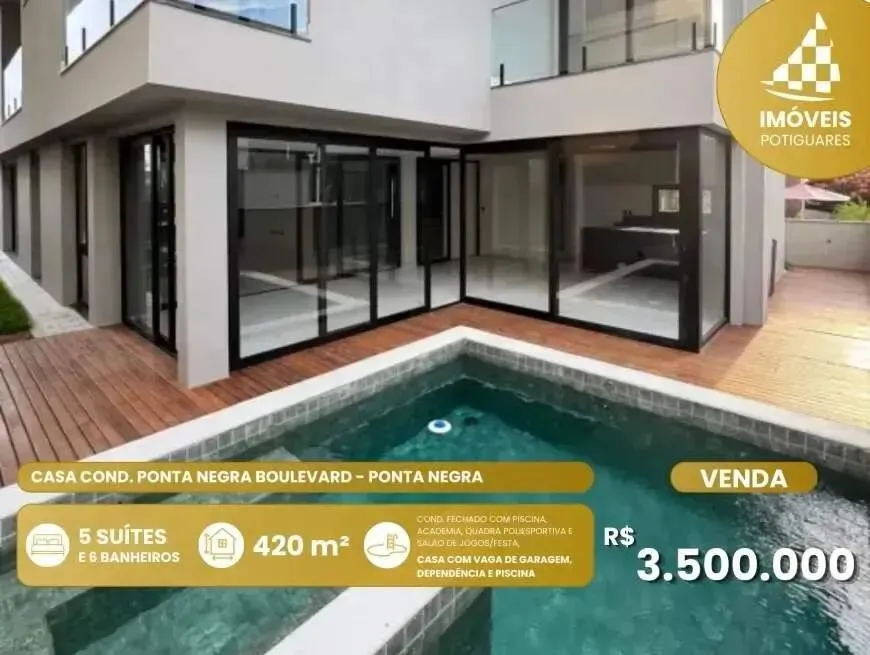 Apartamento à venda, 5 quartos, 5 suítes, 3 vagas, Ponta Negra - Natal/RN